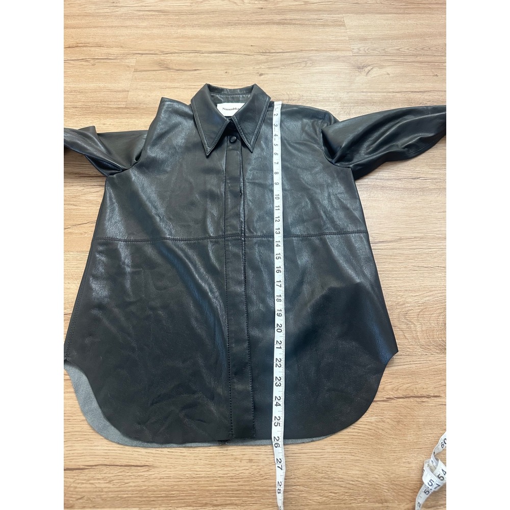 Nanushka Black Vegan Leather Snap Front Shirt Jacket XS Faux Leather Shacket - Picture 5 of 5